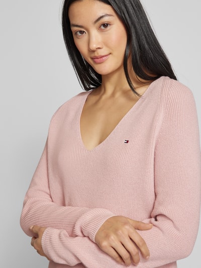 Tommy Hilfiger Strickpullover mit Logo-Stitching Rosa 3