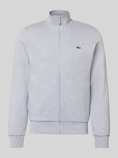 Produktfoto, Regular Fit Sweatjacke aus Baumwoll-Mix von Lacoste, Optik: Unifarben in Hellgrau, Reißverschluss, Logo-Patch, Sweatstruktur