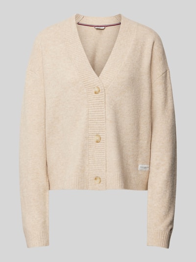 TOMMY HILFIGER Strickjacke mit V-Ausschnitt und Woll-Anteil Beige 1