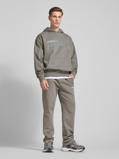 Pegador Oversized hoodie met labelprint, model 'GILFORD' Middengrijs - 1