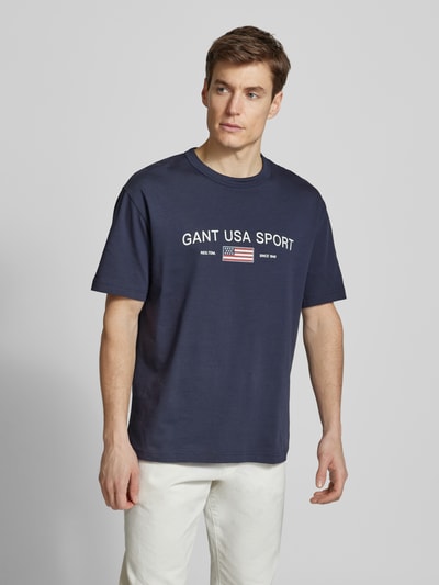 Gant T-Shirt mit Label-Print Marine 4