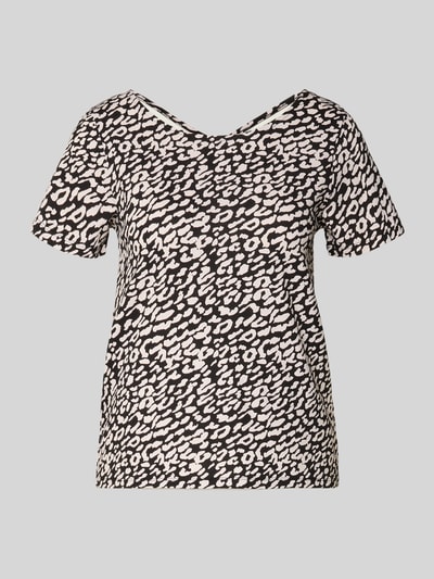 Produktfoto, Regular Fit T-Shirt aus Viskose-Mix Modell 'BERA' von Only, efekt: wzór na całej powierzchni, efekt sznurowania z tyłu, dekolt w łódkę, krótki rękaw, krepa, mieszanka wiskozy