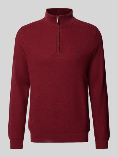 Fynch-Hatton Gebreide pullover met labelstitching Bordeaux - 2