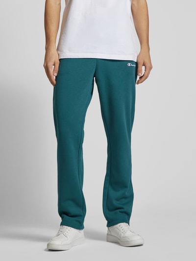 CHAMPION Straight fit sweatpants met labelstitching Donkergroen - 4