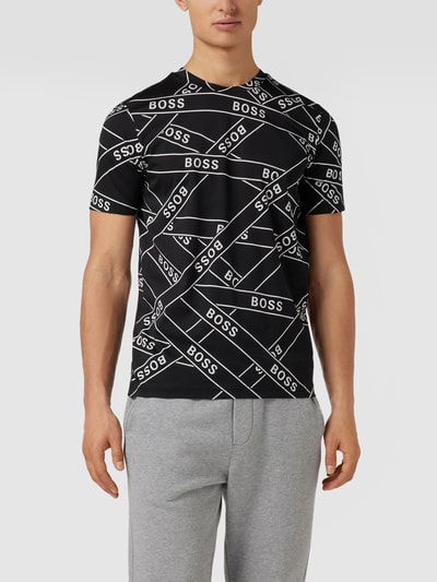 BOSS T-shirt met all-over logoprint, model 'Tiburt' Zwart - 4