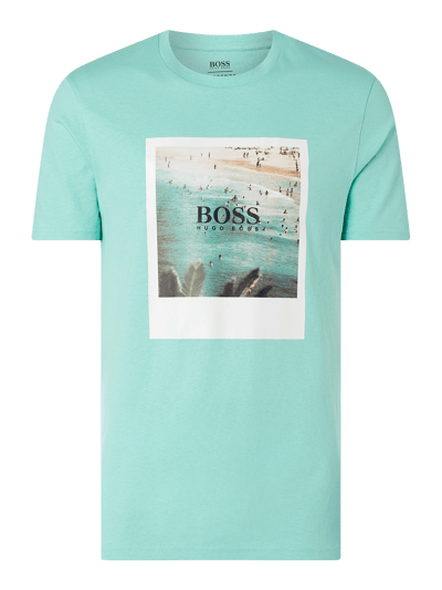 BOSS Orange T-shirt met polaroidprint, model 'Summer' Aquablauw - 1