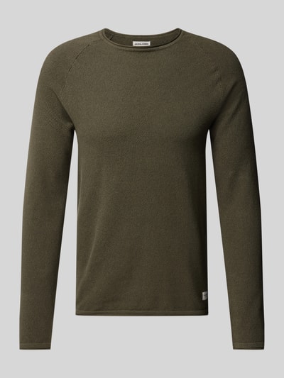 Jack & Jones Strickpullover mit Label-Patch Modell 'HILL' Oliv 2