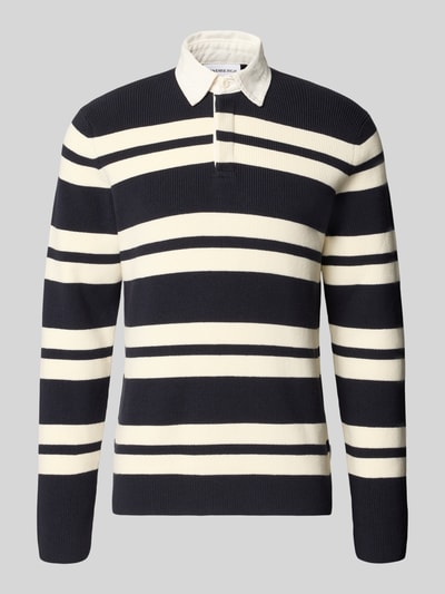 Produktfoto, Slim Fit Poloshirt aus katoenmix von Lindbergh, Heren poloshirt met polokraag, met lange mouwen, streepdesign, Ruglengte bij maat M: 70 cm, mouwlengte bij maat M: 69 cm
