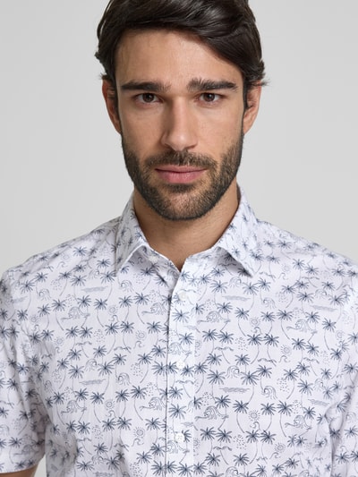 Jake*s Slim Fit Kurzarmhemd mit Knopfleiste Weiss 3