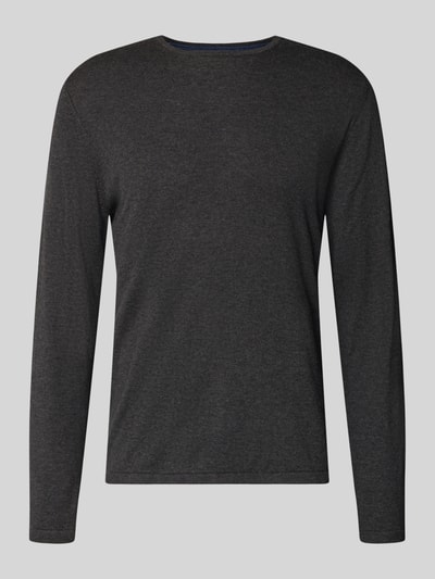 Produktfoto, Strickpullover mit Rundhalsausschnitt von Christian Berg Men, ciemnoszary, bawełna, regular fit, gładka tekstura