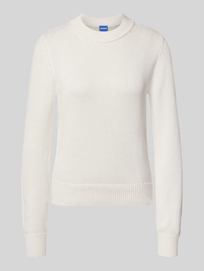 Produktfoto, cremefarbener Regular Fit Pullover aus reiner Baumwolle Modell 'Saje_B' von HUGO, Damen Pullover von HUGO Blue, glatte Struktur