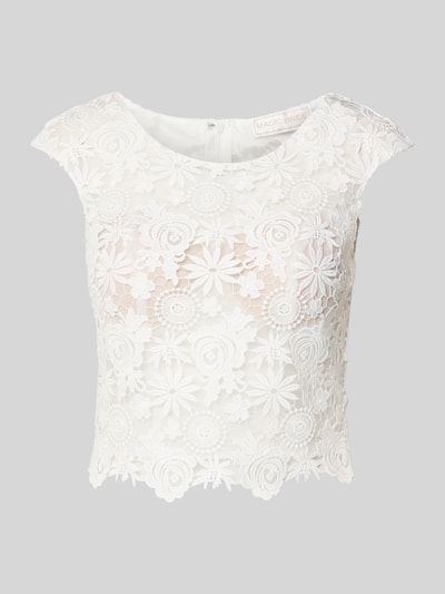 LUXUAR FASHION Cropped Spitzentop mit Rundhalsausschnitt Offwhite 2