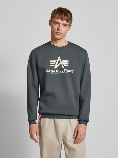 Alpha Industries „BASIC SWEATER” z nadrukiem z logo  Ciemnoszary 4