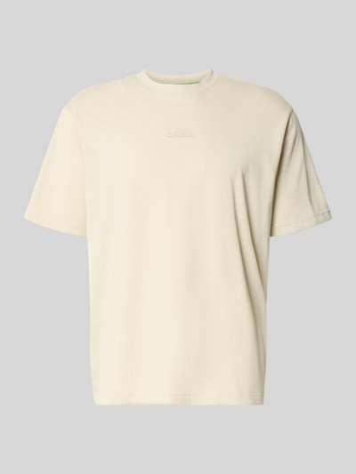 Produktfoto, kremowy męski t-shirt Relaxed Fit T-Shirt aus reiner Baumwolle Modell 'TEE 10' von BOSS Green z gładką fakturą