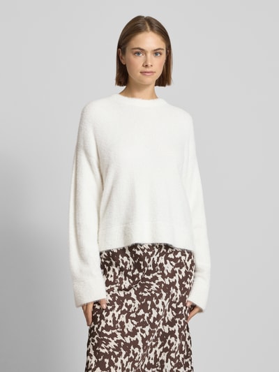 Hugo Blue Sweter z dzianiny o kroju regular fit z wyhaftowanym logo model ‘SFURRYNA’ Biały 4