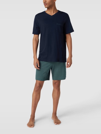 Schiesser Pyjama mit Brusttasche Dunkelblau 1