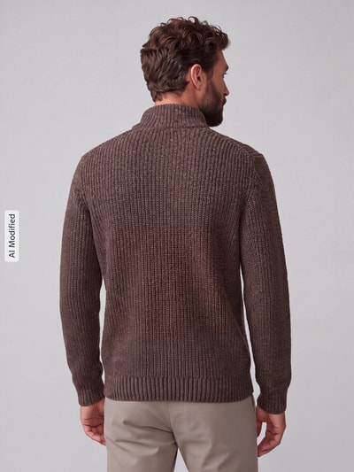 ONLY & SONS troyer o kroju regular fit z krótkim zamkiem błyskawicznym model 'JOIN' Średniobrązowy 5