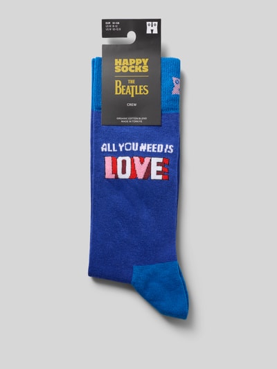 Produktfoto, Socken mit Statement-Print Modell 'The Beatles' von Happy Socks, mieszanka bawełny, prążkowane ściągacze, nadruk z napisem, detal z logo