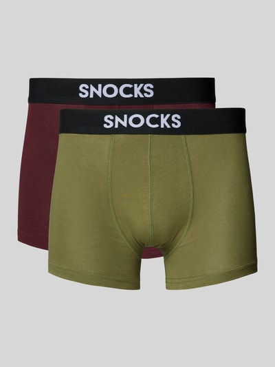 Snocks Boxershort met elastische logo in band in een set van 2 stuks Bordeaux - 1