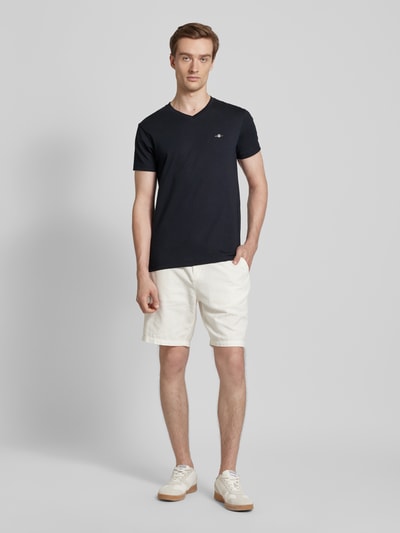 Gant Regular fit T-shirt met labelstitching Zwart - 1