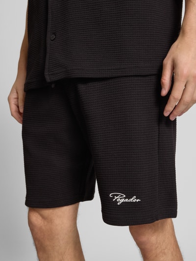 Pegador Regular fit sweatshorts met structuurmotief, model 'Signar' Zwart - 3