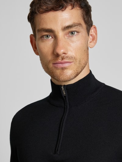 Profuomo Wollen pullover met schipperskraag Zwart - 3