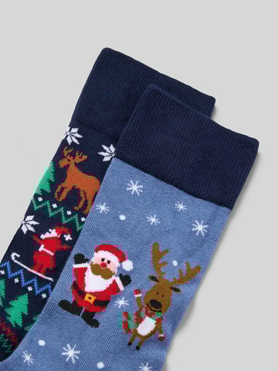 Christian Berg Men Socken mit geripptem Abschluss Jeansblau 2