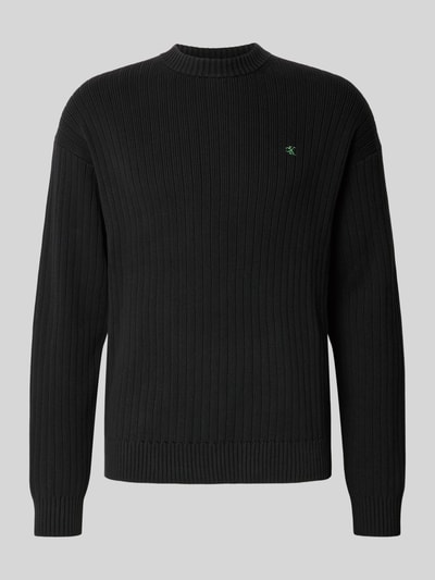 Calvin Klein Jeans Oversized Strickpullover mit gerippten Abschlüssen Black 2