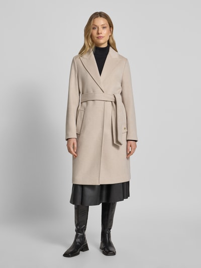 s.Oliver BLACK LABEL Regular Fit Wollmantel mit Taillengürtel zum Binden Kitt 4