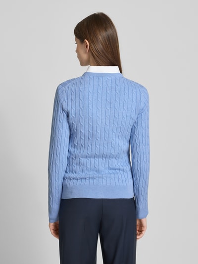 Gant Kardigan ze ściegiem warkoczowym i wyhaftowanym logo Jasnoniebieski 5