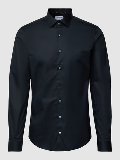CK Calvin Klein Slim Fit Business-Hemd in unifarbenem Design Modell 'Bari' Black 2