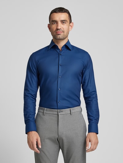 BOSS Slim fit zakelijk overhemd met kentkraag, model 'Hank' Marineblauw - 4