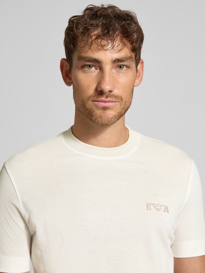 Emporio Armani T-Shirt mit Label-Stitching und Rundhalsausschnitt Offwhite 3