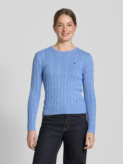 Polo Ralph Lauren Strickpullover mit Label-Stitching Modell 'JULIANNA' Hellblau 4