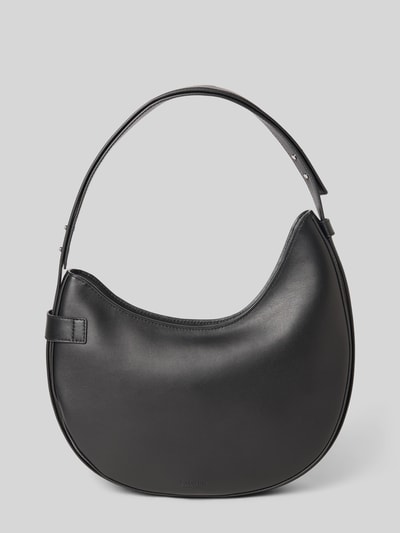 Produktfoto, Shoulder Bag aus echtem Rindsleder Modell 'Tasha' von Lauren Ralph Lauren, schwarz, Zierschnalle, Reißverschlussfach, Schulterriemen, Hauptfach mit Reißverschluss, Maße 32 x 32 x 6 cm, Länge Schulterriemen 51 cm, glatte Textur
