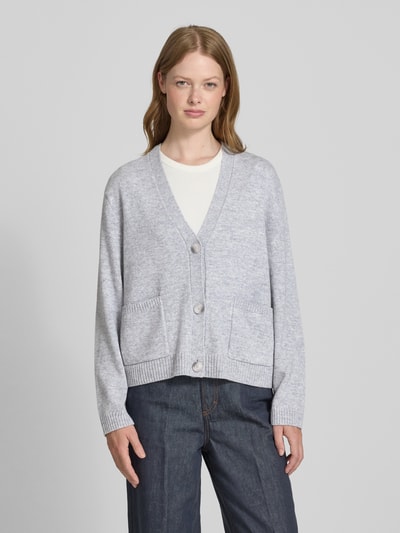 comma Gebreid jack van wolmix met V-hals Zilver - 4