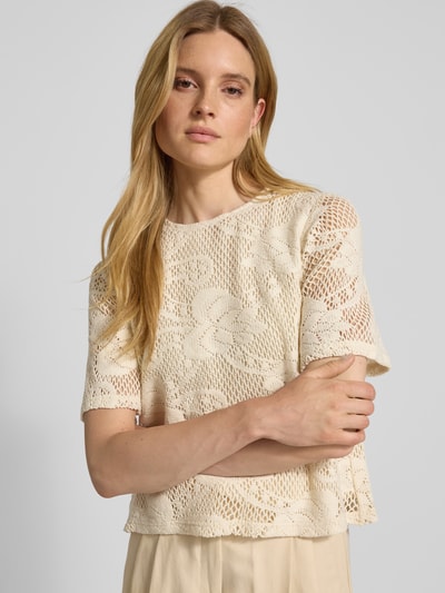 Jake*s Collection Regular fit blouseshirt met ajourpatroon Ecru - 3