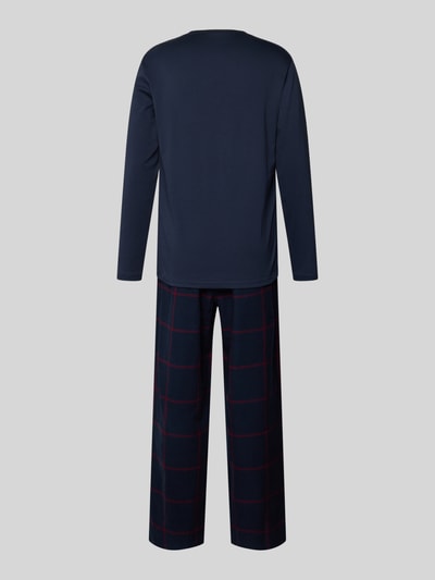 Emporio Armani Relaxed Fit Pyjama mit Logo-Stitching Modell 'Long' Marine 3