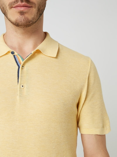 Colours & Sons Poloshirt mit Leinen-Anteil Modell 'Rick' Gelb 3