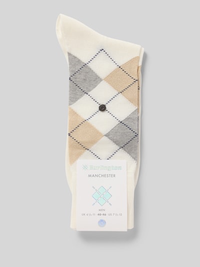 Produktfoto, Socken aus Baumwoll-Mix Modell 'MANCHESTER' von Burlington, mieszanka bawełny, elastyczne ściągacze, detale z logo