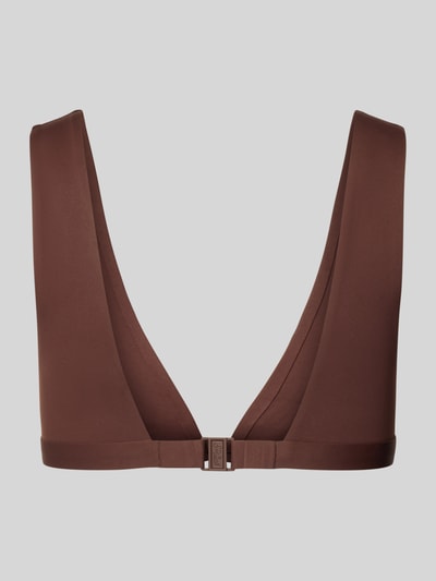 Produktfoto, Slim Fit Bikini-Oberteil mit V-Ausschnitt Modell 'Ofelia' von MC2 Saint Barth aus Elastischer-Material-Mix in Braun, schlichte glatte Oberfläche