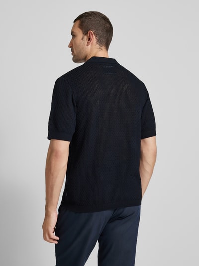 Jack & Jones Premium Poloshirt met ajourpatroon, model 'PAULIN' Donkerblauw - 5