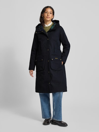 Barbour Regular fit lang functioneel jack van katoenmix, model 'BAMBURGH' Marineblauw - 4