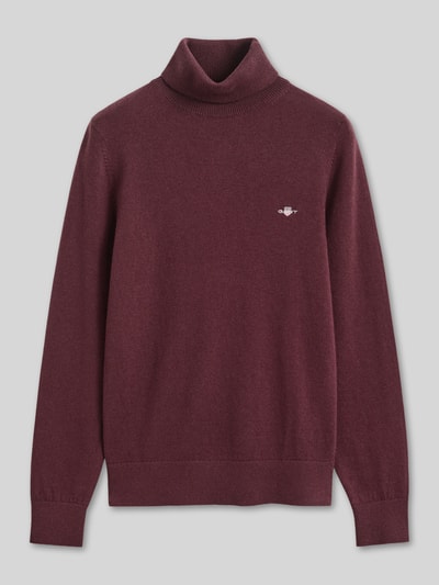 GANT sweter z golfem o kroju regular fit z mieszanki wełny Bordowy 2