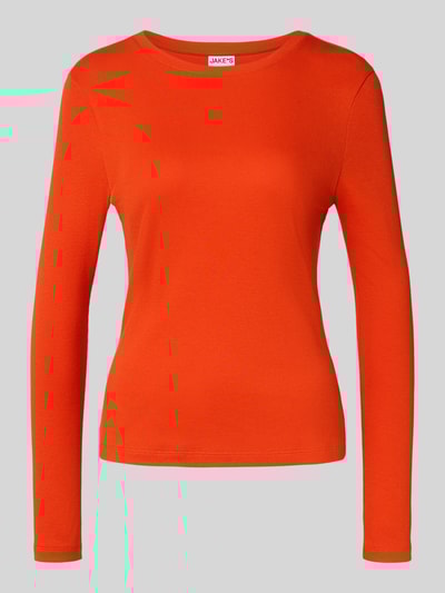 Jake*s Casual Bluzka z długim rękawem, efektem prążkowania i okrągłym dekoltem Wiśniowy 2