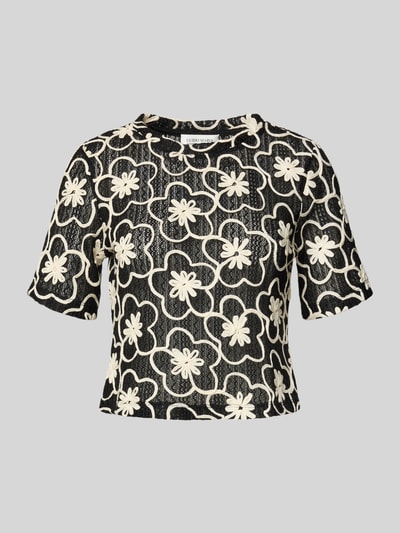 GUIDO MARIA KRETSCHMER WOMAN Cropped Blusenshirt mit Rundhalsausschnitt Black 2