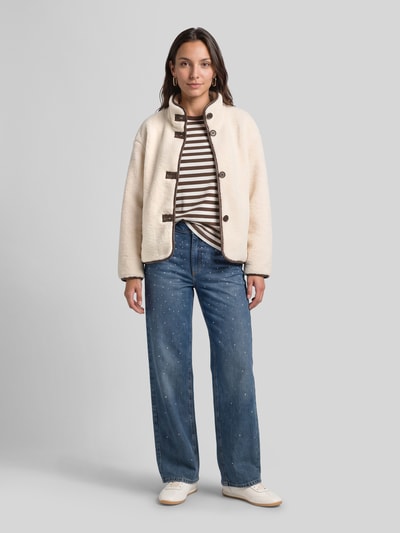 Tom Tailor Denim Kurtka z futerka typu teddy z guzikami w kontrastowym kolorze Beżowy 1