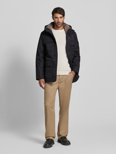 Tom Tailor Parka o kroju regular fit z podszewką kaptura ze sztucznego futra Czarny 1