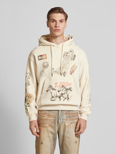 MARKET Hoodie mit Allover-Motiv-Prints Modell 'HORSEPOWER' Beige 4