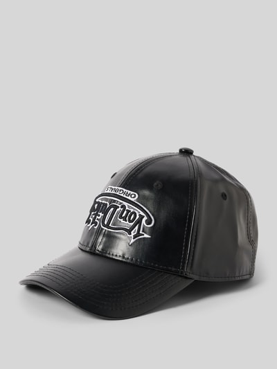 Von Dutch Czapka z daszkiem z imitacji skóry model ‘DETROID’ Czarny 1